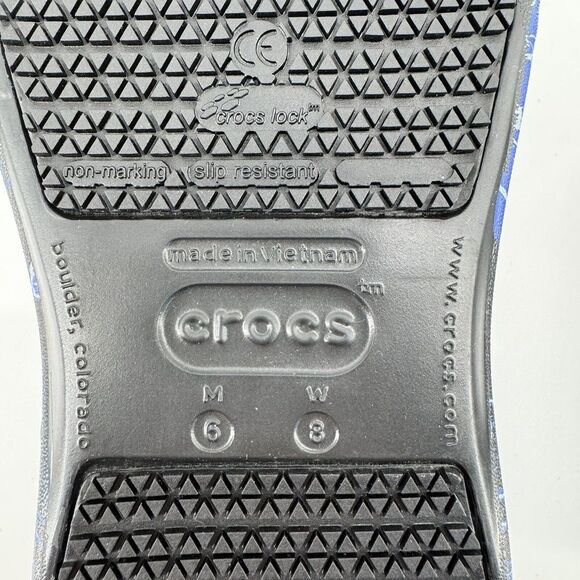 Crocs Bistro Black Lightning Bolt Graphic Slip Resistant Work Clogs Size M6 W8 - Picture 8 of 8